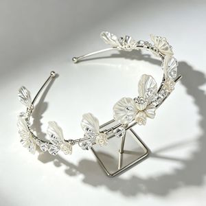 Serre-tête de mariée fait main en coquillages et fleurs, avec cristaux argentés, pour <span class=keywords><strong>mariage</strong></span>, élégant, floral, pour mariée, femme, bal de promo, accessoires de cheveux - Product Image 3