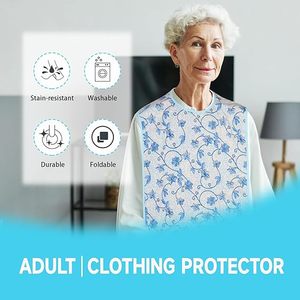Washable <strong>Adult</strong> <strong>Bibs</strong> Reusable Waterproof Clothing Protector for Elderly Patients and Nursing Home Care - Product Image 6