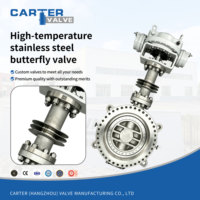 Válvula de Mariposa de Alta Temperatura con Asiento Metálico 904L, Tipo Wafer con Brida, Manual, Neumática, Triple Excéntrica, para Gas, Certificación CE, Clase JIS 1500