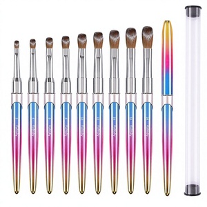 Pinceau à ongles professionnel en poils de Kolinsky pour nail art, sculpture et décoration de cristaux, avec manche métallique confortable et durable, outil de salon en acrylique - Product Image 1
