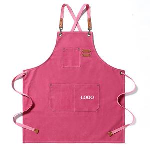 Vente chaude Tabliers en toile avec logo personnalisé Sangle réglable Facile à porter Uniforme Tablier pour homme et femme pour restaurant Noir Rose <span class=keywords><strong>Café</strong></span> - Product Image 5