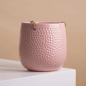 Thiết Kế Dập Nổi Hoa Trong Nhà Chậu Móc Áo Cây Tổ Ong Treo Giỏ Với Dây Treo Tường Gốm Treo Nồi Trồng - Product Image 5