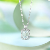Collar de Diamantes Cultivados en Laboratorio de Lujo para Mujer SGARIT, Oro de 18K, VS D 1ct, Certificado IGI, Colgante de Esmeralda con Halo para Clavícula