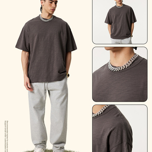 Nouveaux hommes été américain pour col rond T-shirt pur coton respirant <span class=keywords><strong>sport</strong></span> conception coupe ample faible poids manches courtes solide - Product Image 3