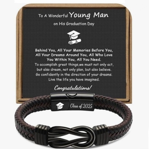 Classe di 2025 scuola superiore del College regali braccialetto per gli uomini intrecciato in pelle in acciaio inox nodo <span class=keywords><strong>bracciale</strong></span> per il <span class=keywords><strong>figlio</strong></span> fratello - Product Image 1