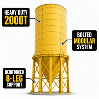 Silo en acier boulonné robuste 2000T, réservoir de stockage de ciment et de cendres de 12500 mm de diamètre avec 8 pieds de support pour travaux de construction