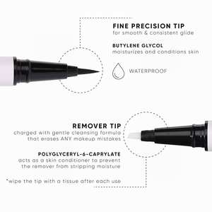 Lápiz Delineador de Ojos Vegano Personalizado, Lápiz Delineador de Ojos Impermeable de Doble Cabezal, Suave y Sin Esfuerzo, 2 en 1, Delineador de Ojos Negro y Lápiz Removedor - Product Image 3