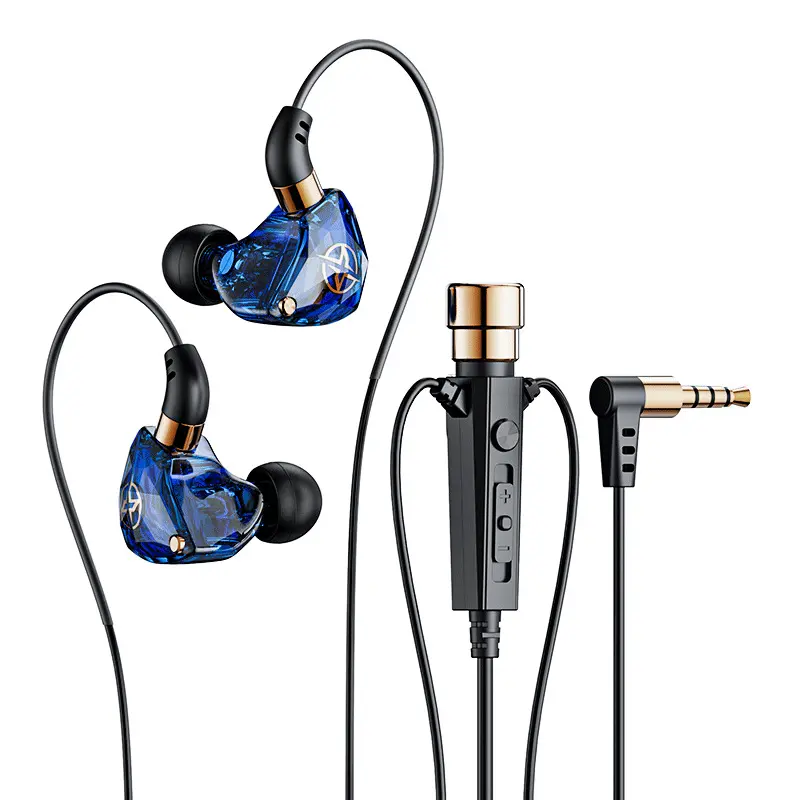 Earphone berkabel In-Ear KT-02 3.5mm, earbud Monitor penghilang Kebisingan HiFi Bass berat dengan mikrofon