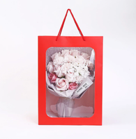 Emballage pour fleurs, papier couché transparent, sac cadeau pour bouquet avec poignée en corde de coton, biodégradable, design luxueux