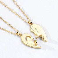 Risingmoon – collier magnétique de saint-valentin, en alliage, cœur, serrure à clé, couture, collier de Couple