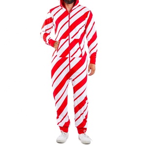 Listo para enviar Ropa para el hogar <span class=keywords><strong>en</strong></span> existencias Pijamas para hombres Ciervo Muñeco de nieve Raya Estampado navideño personalizado Pijamas de una pieza para adultos - Product Image 4