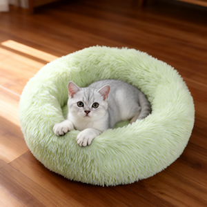 Cama Redonda de Felpa Suave y Lujosa para Mascotas, Color Rosa, Gris y Blanco, para Perros y Gatos, Venta al Por Mayor - Product Image 4