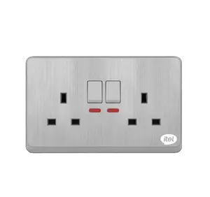 AU Standard Household Power Wall Mounted Light 2 gang 13A multi function switched socket with neon