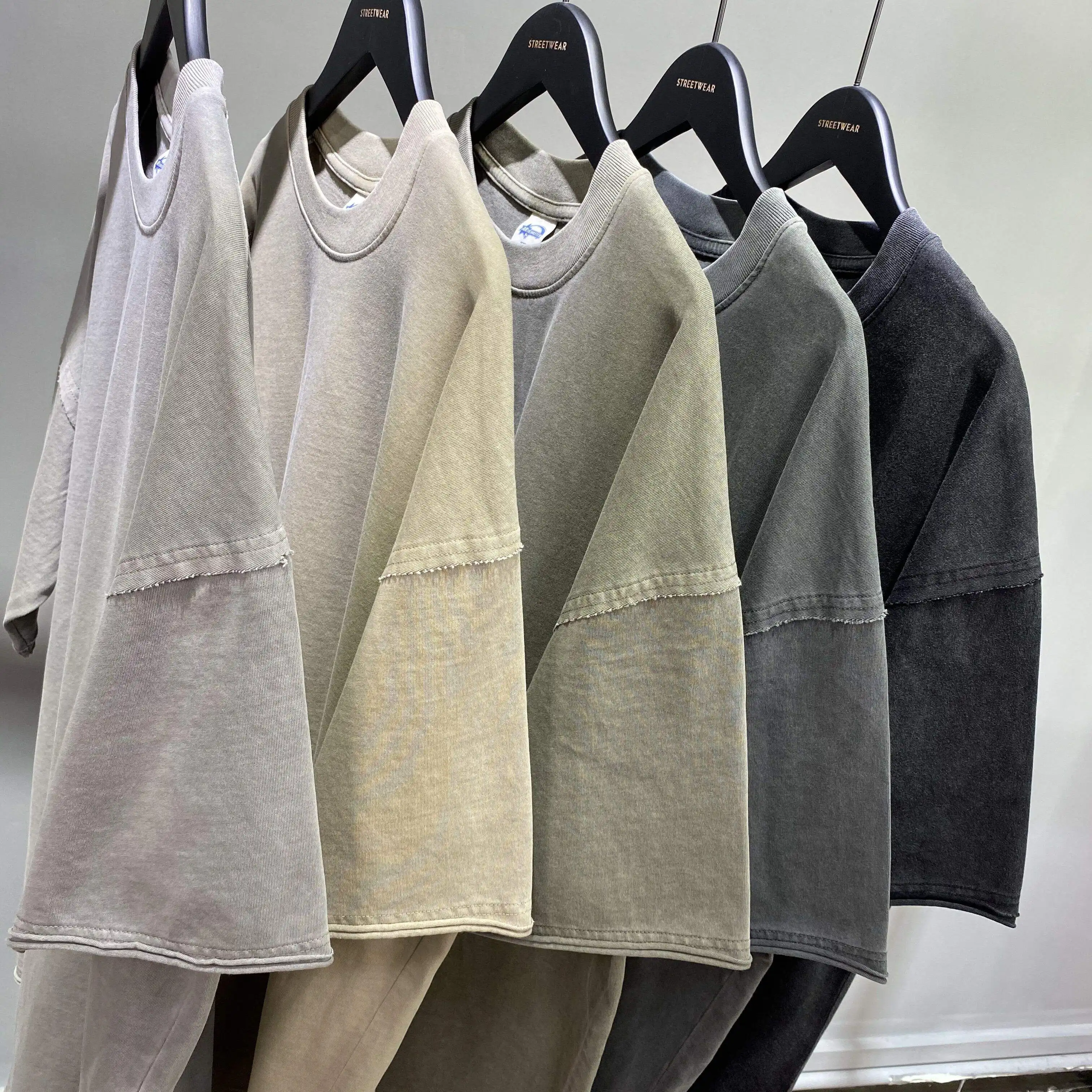 T-shirt surdimensionné 100% coton de haute qualité personnalisé lavé vierge grande taille pour hommes