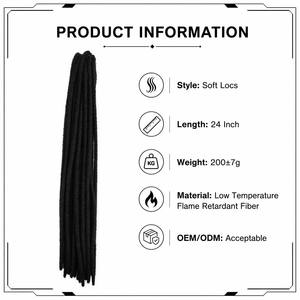 Extensiones <span class=keywords><strong>de</strong></span> Cabello Sintético Pre-enlazadas Tipo Faux Locs, <span class=keywords><strong>Trenzas</strong></span> <span class=keywords><strong>de</strong></span> Ganchillo Negras Sólidas Listas para Usar, Extensiones <span class=keywords><strong>de</strong></span> Cabello Tipo Dreadlock para Peinados Africanos - Product Image 3