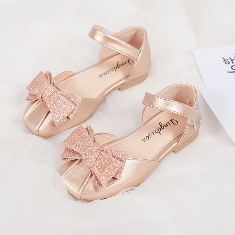 Высококачественная Корейская версия, новинка, детская обувь, розовые, серебристые летние праздничные туфли принцессы