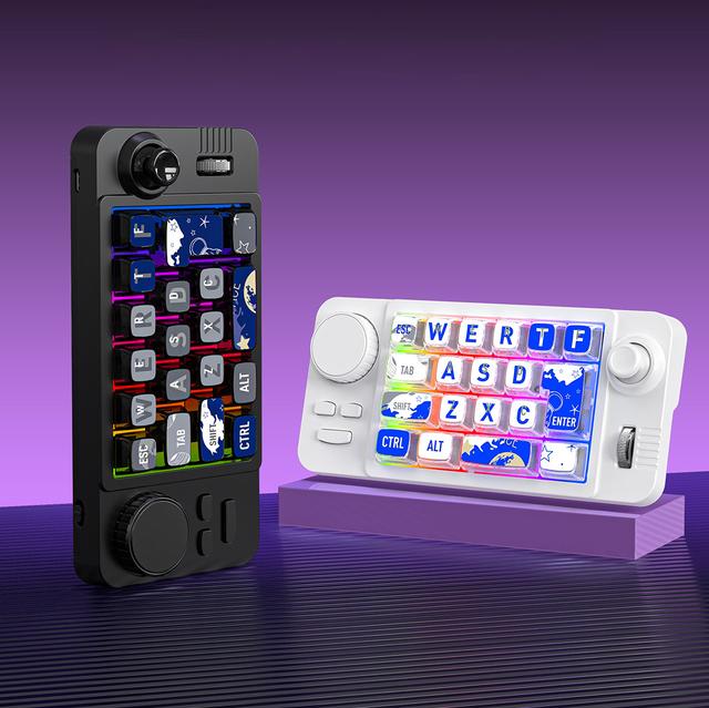 W911 Hot Swap RGB Small Gaming Keypad Macro Custom Wireless BT 2.4G Mechanical Keyboard With Controller Joystick