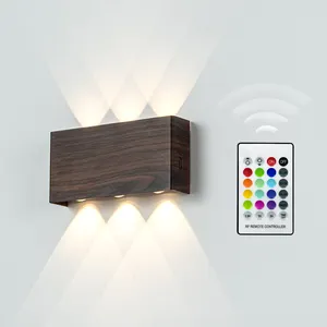Luminária de parede sem fio moderna para hotel, luminária de parede recarregável para cima e para baixo, LED RGB