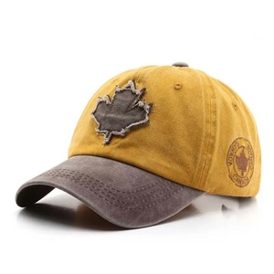 Wholesale Sporty Six-Panel <b>Baseball</b> Cap Grey Waterproof <b>Old</b> Cotton Hat Maple Leaf Embroidery Fashion Water Washing Do Design - Product Image 3