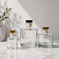 Bouteille en verre diffuseur en gros avec bouchon à vis, vide, ronde ou carrée, avec bouchon en liège, 50ml 100ml 120ml 200ml