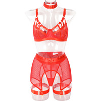 Vente en gros personnalisée Ensemble de lingerie femme sexy grande taille-Soutien-gorge culotte décoré en dentelle porte-jarretelles