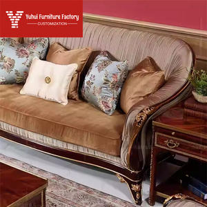 Sofá de Madera Maciza Neoclásico de Lujo, Juego de Sofás de Tela Italiana <span class=keywords><strong>Alessandro</strong></span> 123, Muebles de Villa Inglesa, Personalizable - Product Image 4