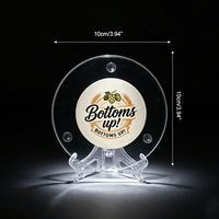 Sous-verre LED antidérapant en verre trempé de 10 cm avec logo personnalisé, changeant de couleur, pour Noël et les fêtes d'anniversaire