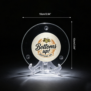 Sous-verre LED personnalisé avec logo, en verre trempé de 10 cm, changeant de couleur, pour décorations de fête, bar, boîte de nuit, pub, fête d'anniversaire - Product Image 3