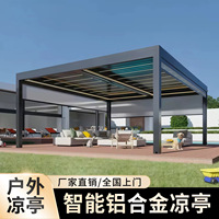 Pergola électrique intelligente en alliage d'aluminium avec persiennes, pare-soleil et protection contre la pluie pour cour et villa