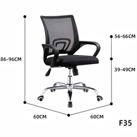 Chaise de bureau ergonomique à dossier en maille, réglable en hauteur, avec accoudoirs fixes, base en nylon, multicolore, pour usage commercial, fournie directement par l'usine
