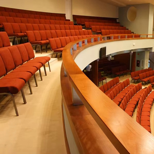 Silla de Auditorio Acolchada Apilable de Metal con Logotipo Personalizado al por Mayor, Económica, con Estante para Libros, para Teatro e Iglesia - Product Image 6