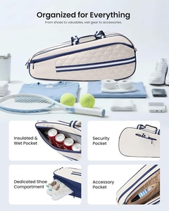 Sac de tennis en polyester de haute qualité RAYLON, directement de l'usine, 30-40L, 3-6 raquettes, compartiment à chaussures, poche isotherme, résistant à l'eau - Product Image 4