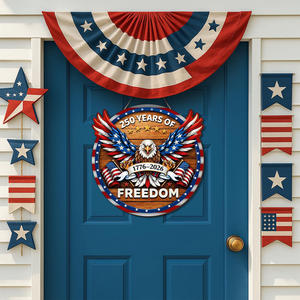 Decorazione Patriottica da Appendere '250 Anni di Libertà' con Aquila Calva e Bandiera Americana per il Giorno dell'Indipendenza, Decorazione Murale per Casa e Feste - Product Image 3