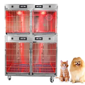 Equipo Médico de acero inoxidable para mascotas, jaula de oxígeno caliente para terapia de mascotas