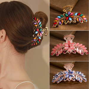 Grande ed Elegante Fermacapelli Vintage in Metallo <span class=keywords><strong>con</strong></span> Cristalli e Strass, <span class=keywords><strong>Clip</strong></span> a Pinza per Coda di Cavallo per Donne - Product Image 6