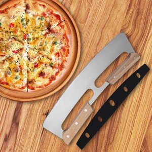 Cuchillo cortador de <span class=keywords><strong>pizza</strong></span> en stock del fabricante con mango de madera, diseño curvo de media <span class=keywords><strong>luna</strong></span>, herramienta para hornear y cortar fideos y <span class=keywords><strong>pizza</strong></span> - Product Image 3