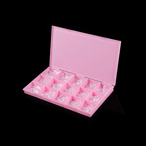 Puntas de <span class=keywords><strong>Uñas</strong></span> Reutilizables de Media Cobertura OEM de Fábrica, Logotipo Personalizado, Transparentes, Super Cortas, Forma Almendrada Francesa, Doble Forma, 15 Tamaños - Product Image 4