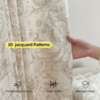 Rideaux occultants personnalisés en velours français vintage, chenille, feuilles jacquard, Maurice Royal, pour chambre à coucher