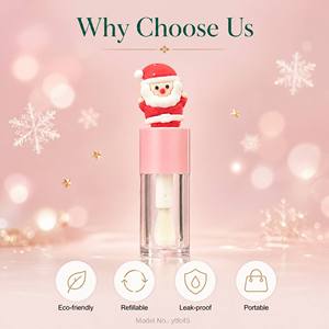 ISMAN 4ml Tube de brillant à lèvres de Noël mignon avec grand pinceau, motifs Père Noël, Bonhomme de neige, Sapin, Emballage cosmétique en plastique transparent, Vente en gros, Vide - Product Image 3