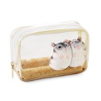 Trousse de Maquillage Transparente en PVC en Forme de Cube, Motif Hamster Clair, Sac de Toilette Étanche, Trousse Cosmétique Créative