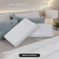 Oreiller ergonomique thérapeutique respirant en mousse à mémoire de forme avec soutien cervical en forme de vague et housse amovible à motif végétal/animal