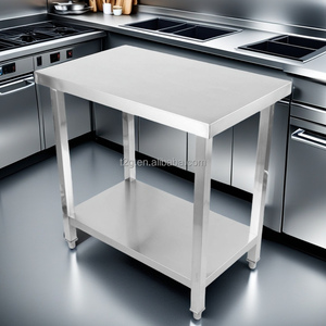 โต๊ะทำงานครัวสแตนเลสพร้อมชั้นวางด้านล่างสำหรับใช้งานเชิงพาณิชย์ - Product Image 1