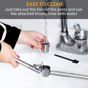 Picadora y trituradora de ajos, prensa de ajo de acero inoxidable 304 para cocina con mango y pelador, fácil de exprimir, a prueba de óxido - Product Image 6