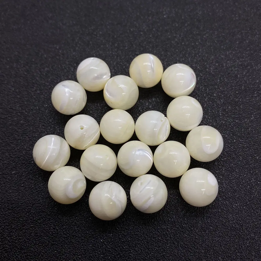 Half Drilled White Trochus Mother Of Pearl Shell Round Bead Ball Charm For DIY Earrings Jewelry Making