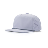 Casquette de baseball non structurée à 5 panneaux en maille respirante perforée au laser pour hommes, avec corde, vente en gros sur mesure