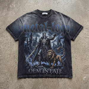 Camiseta Oversize de Algodón 100% con Estampado Digital, Lavado Ácido, 260 GSM, Estilo Vintage Desgastado, Hombros Caídos, Personalizada OEM - Product Image 1
