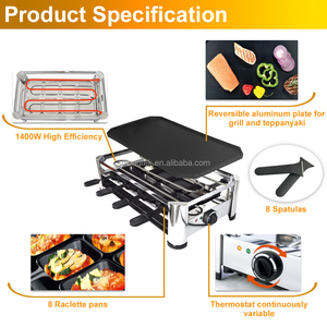 Grande Plaque de Cuisson Électrique <span class=keywords><strong>Raclette</strong></span> 8 Personnes avec Plaque Antiadhésive Réversible, Gril de Table d'Intérieur pour Fêtes, Idéal pour la Maison et l'Hôtel - Product Image 5