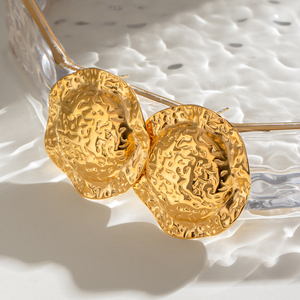 Pendientes <span class=keywords><strong>de</strong></span> <span class=keywords><strong>Oro</strong></span> <span class=keywords><strong>de</strong></span> 18k con Forma <span class=keywords><strong>de</strong></span> Sombrero <span class=keywords><strong>de</strong></span> Pescador para Mujer, Pendientes con Textura Martillada - Product Image 2