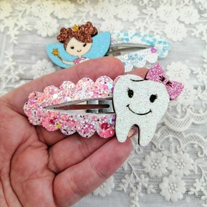 2026 Barrette à cheveux fantaisie faite main en tissu pailleté motif dessin animé mignon, 2 pièces, pour petites filles, style boutique, pour fête - Product Image 3