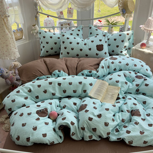 Puff Yarn Printed Four-Piece Bedding Set Soft Cartoon <b>Pattern</b> For Student Dormitories - Product Image 2